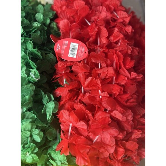 Lot of 40 Colorful Hawaiian Faux Flower Leis - Yellow Green Red Blue 10 of Each - Picture 6 of 7
